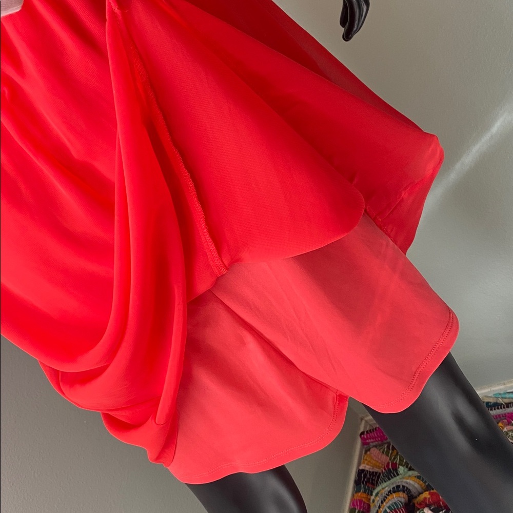 Charming Charlie Vibrant Coral Red Sheer Mini Dress NWTs - Picture 12 of 15
